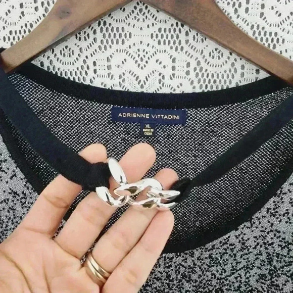 Adrienne Vittadini keyhole pullover shimmer sweater women's XL - Picture 3 of 8